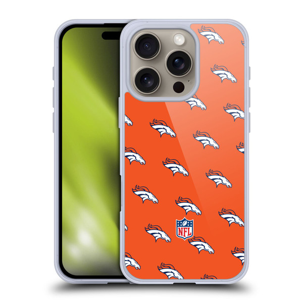 NFL Denver Broncos Artwork Patterns Soft Gel Case for Apple iPhone 16 Pro