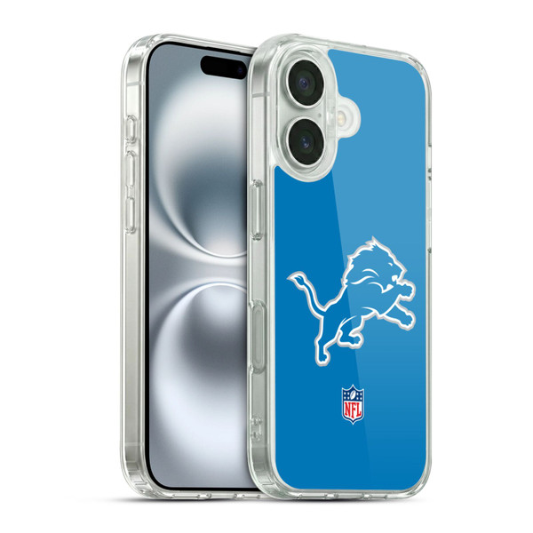 NFL Detroit Lions Logo Plain Soft Gel Case for Apple iPhone 16 & MagSafe