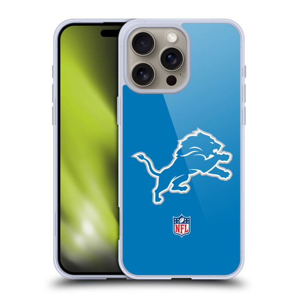 NFL Detroit Lions Logo Plain Soft Gel Case for Apple iPhone 16 Pro Max