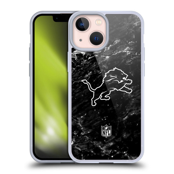 NFL Detroit Lions Artwork Marble Soft Gel Case for Apple iPhone 13 Mini