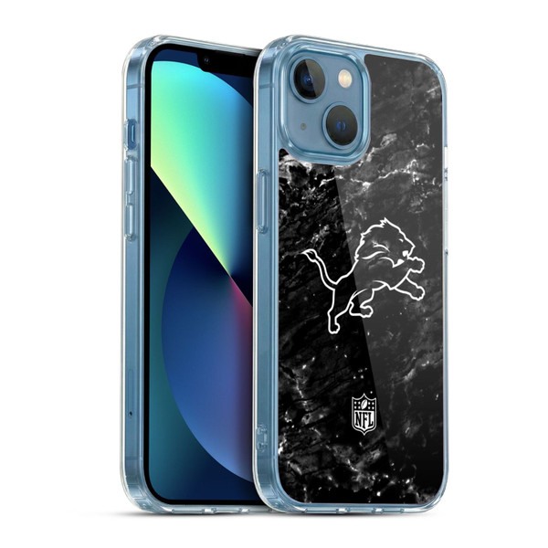 NFL Detroit Lions Artwork Marble Soft Gel Case for Apple iPhone 13 Mini & MagSafe