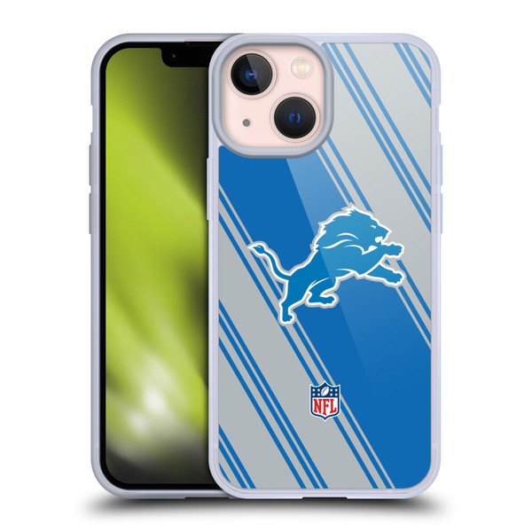 NFL Detroit Lions Artwork Stripes Soft Gel Case for Apple iPhone 13 Mini