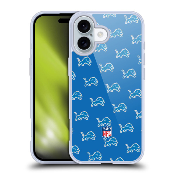NFL Detroit Lions Artwork Patterns Soft Gel Case for Apple iPhone 16