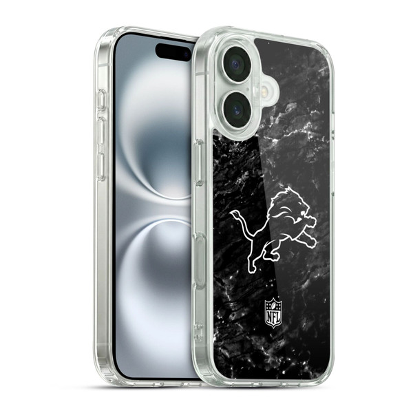 NFL Detroit Lions Artwork Marble Soft Gel Case for Apple iPhone 16 & MagSafe