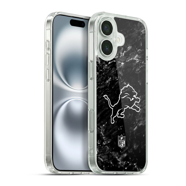 NFL Detroit Lions Artwork Marble Soft Gel Case for Apple iPhone 16 Plus & MagSafe