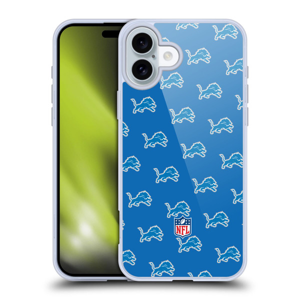 NFL Detroit Lions Artwork Patterns Soft Gel Case for Apple iPhone 16 Plus