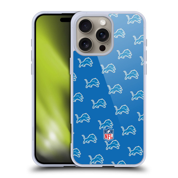 NFL Detroit Lions Artwork Patterns Soft Gel Case for Apple iPhone 16 Pro Max