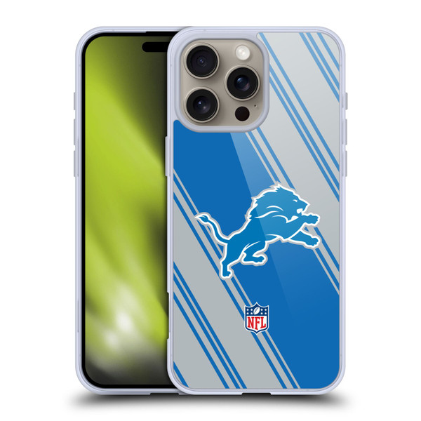 NFL Detroit Lions Artwork Stripes Soft Gel Case for Apple iPhone 16 Pro Max
