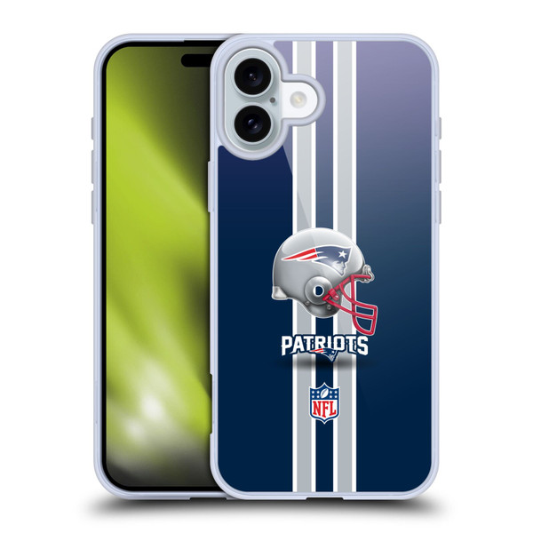NFL New England Patriots Logo Helmet Soft Gel Case for Apple iPhone 16 Plus