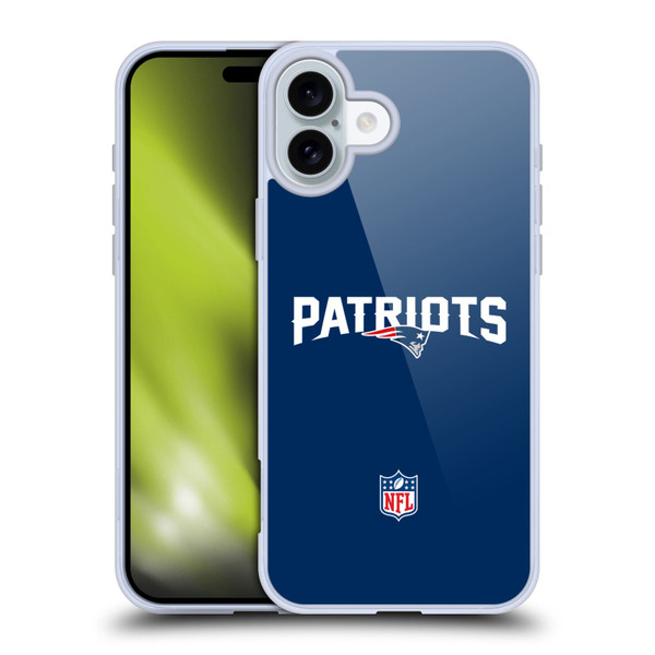 NFL New England Patriots Logo Plain Soft Gel Case for Apple iPhone 16 Plus
