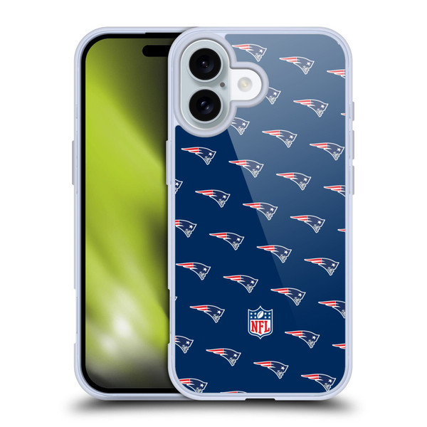 NFL New England Patriots Artwork Patterns Soft Gel Case for Apple iPhone 16