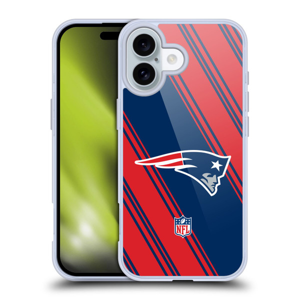NFL New England Patriots Artwork Stripes Soft Gel Case for Apple iPhone 16