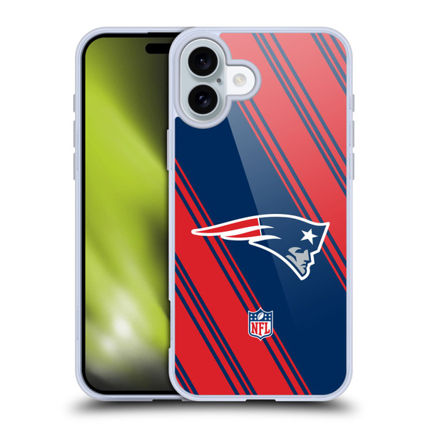 NFL New England Patriots Artwork Stripes Soft Gel Case for Apple iPhone 16 Plus