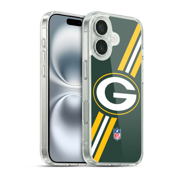 NFL Green Bay Packers Logo Stripes Soft Gel Case for Apple iPhone 16 & MagSafe
