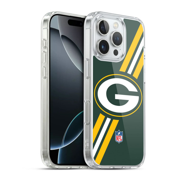NFL Green Bay Packers Logo Stripes Soft Gel Case for Apple iPhone 16 Pro & MagSafe