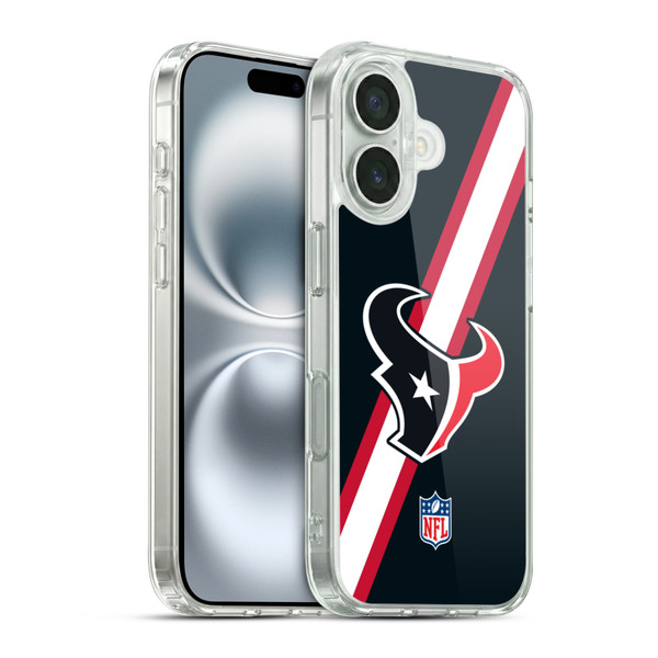 NFL Houston Texans Logo Stripes Soft Gel Case for Apple iPhone 16 & MagSafe