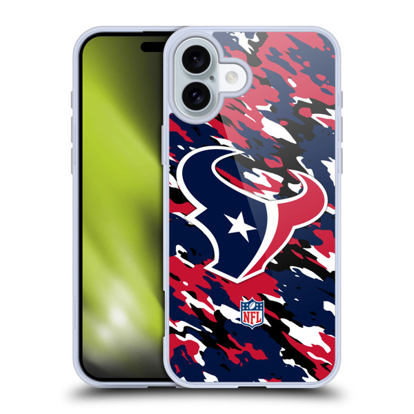 NFL Houston Texans Logo Camou Soft Gel Case for Apple iPhone 16 Plus