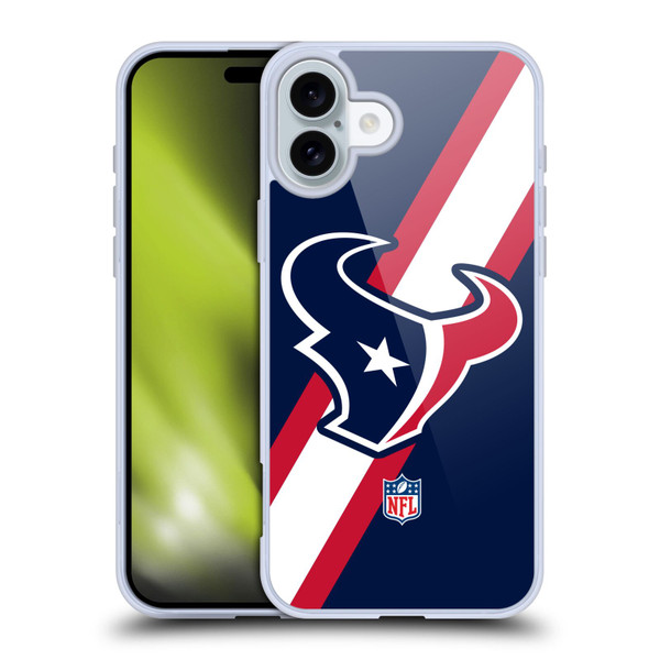 NFL Houston Texans Logo Stripes Soft Gel Case for Apple iPhone 16 Plus