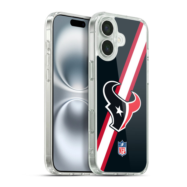 NFL Houston Texans Logo Stripes Soft Gel Case for Apple iPhone 16 Plus & MagSafe