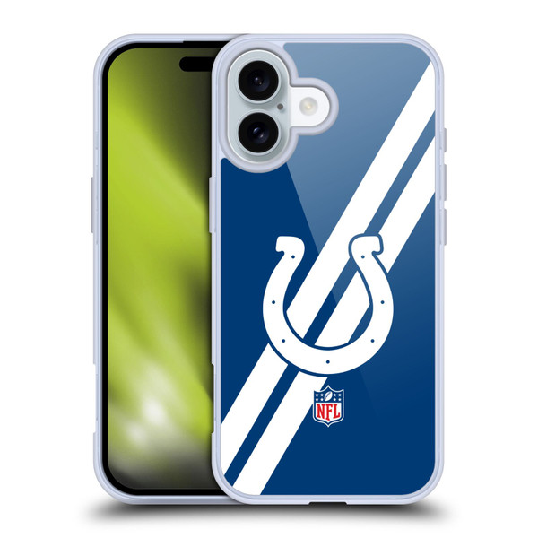 NFL Indianapolis Colts Logo Stripes Soft Gel Case for Apple iPhone 16