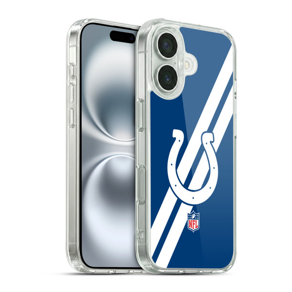 NFL Indianapolis Colts Logo Stripes Soft Gel Case for Apple iPhone 16 & MagSafe