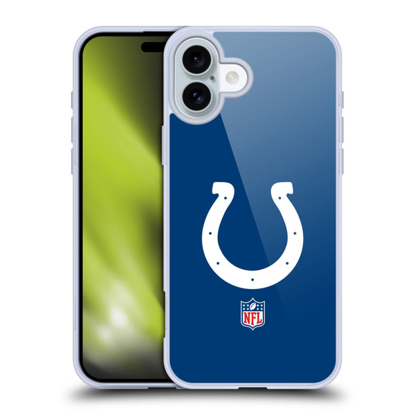 NFL Indianapolis Colts Logo Plain Soft Gel Case for Apple iPhone 16 Plus
