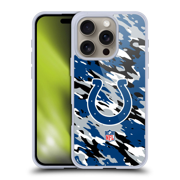 NFL Indianapolis Colts Logo Camou Soft Gel Case for Apple iPhone 16 Pro