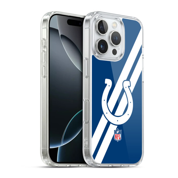 NFL Indianapolis Colts Logo Stripes Soft Gel Case for Apple iPhone 16 Pro & MagSafe