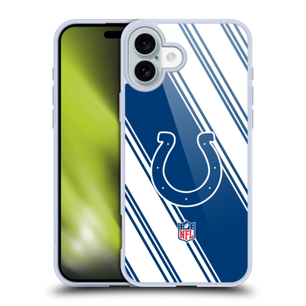 NFL Indianapolis Colts Artwork Stripes Soft Gel Case for Apple iPhone 16 Plus