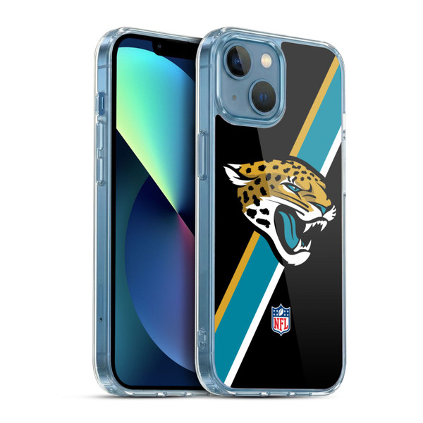 NFL Jacksonville Jaguars Logo Stripes Soft Gel Case for Apple iPhone 13 Mini & MagSafe