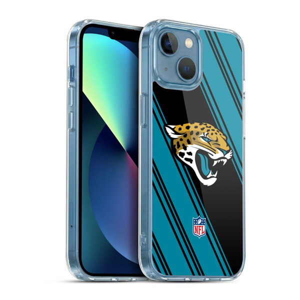 NFL Jacksonville Jaguars Artwork Stripes Soft Gel Case for Apple iPhone 13 Mini & MagSafe