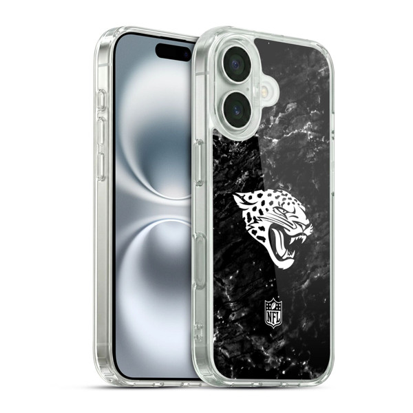 NFL Jacksonville Jaguars Artwork Marble Soft Gel Case for Apple iPhone 16 & MagSafe