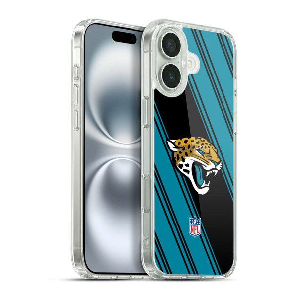 NFL Jacksonville Jaguars Artwork Stripes Soft Gel Case for Apple iPhone 16 Plus & MagSafe
