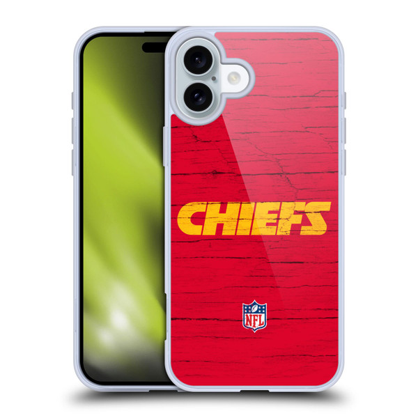 NFL Kansas City Chiefs Logo Distressed Look Soft Gel Case for Apple iPhone 16 Plus