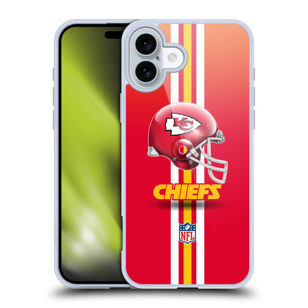 NFL Kansas City Chiefs Logo Helmet Soft Gel Case for Apple iPhone 16 Plus & MagSafe