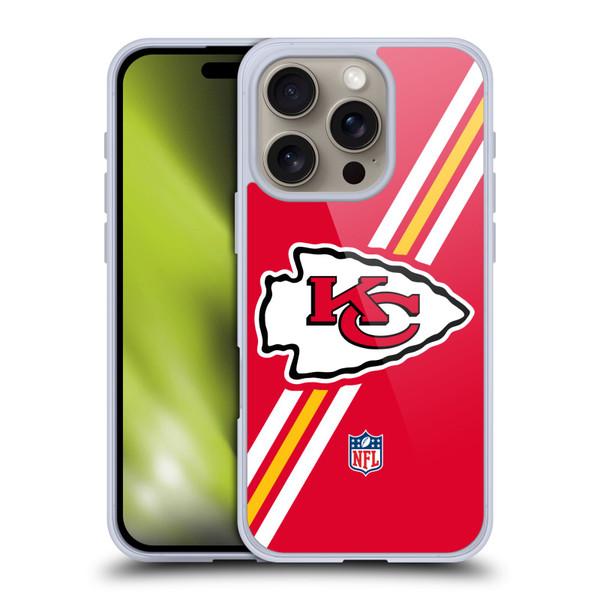 NFL Kansas City Chiefs Logo Stripes Soft Gel Case for Apple iPhone 16 Pro & MagSafe