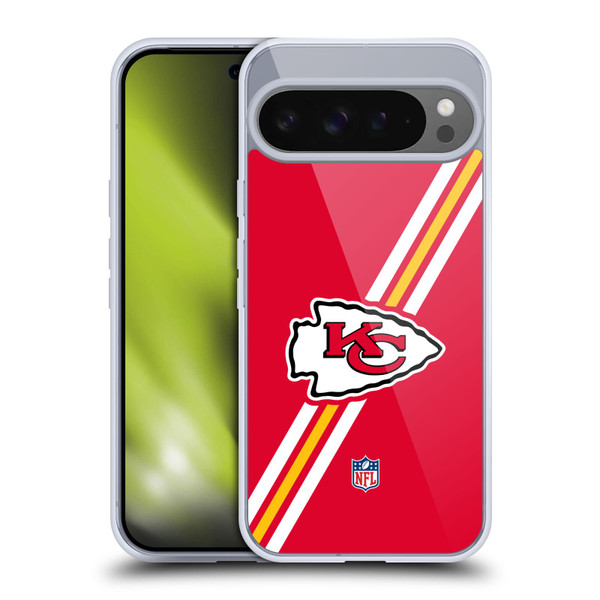 NFL Kansas City Chiefs Logo Stripes Soft Gel Case for Google Pixel 9 Pro XL