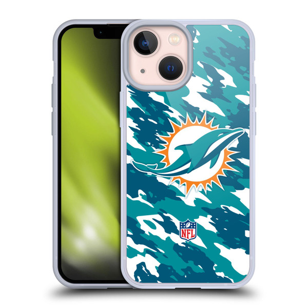 NFL Miami Dolphins Logo Camou Soft Gel Case for Apple iPhone 13 Mini
