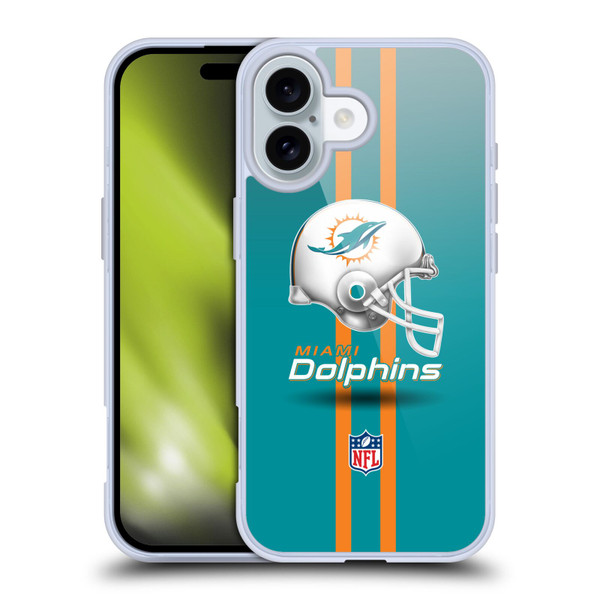 NFL Miami Dolphins Logo Helmet Soft Gel Case for Apple iPhone 16