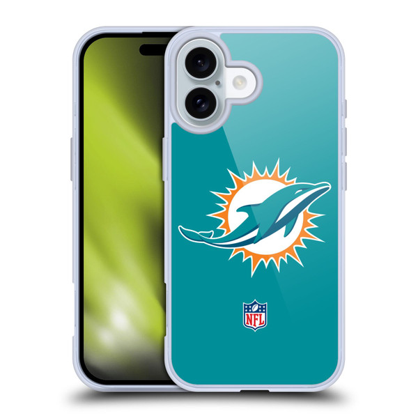 NFL Miami Dolphins Logo Plain Soft Gel Case for Apple iPhone 16