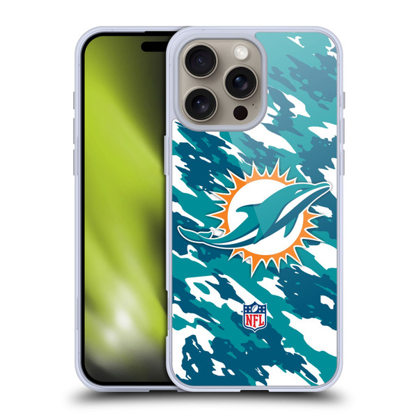 NFL Miami Dolphins Logo Camou Soft Gel Case for Apple iPhone 16 Pro Max