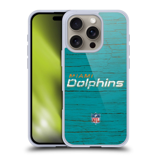 NFL Miami Dolphins Logo Distressed Look Soft Gel Case for Apple iPhone 16 Pro
