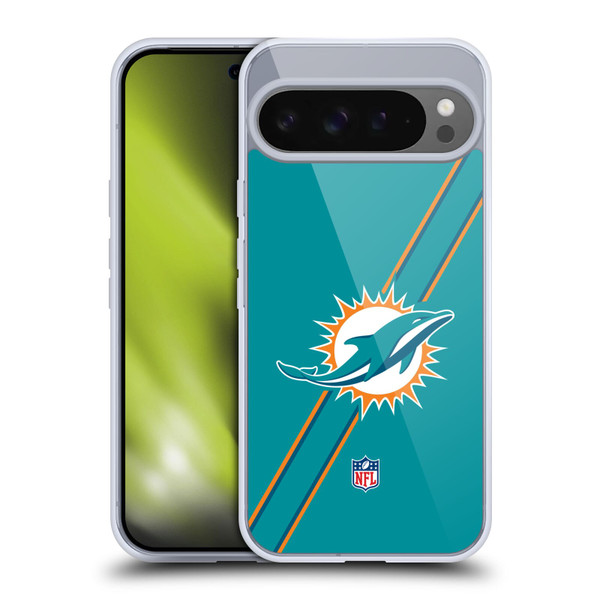 NFL Miami Dolphins Logo Stripes Soft Gel Case for Google Pixel 9 Pro XL