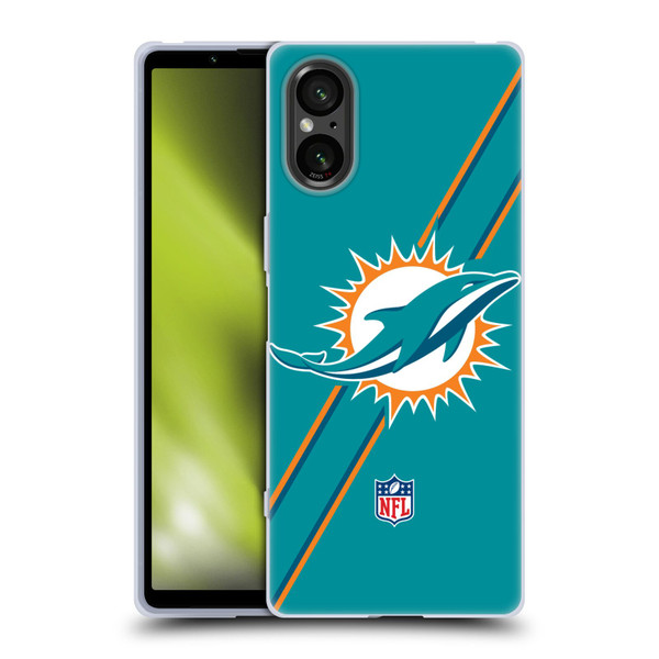 NFL Miami Dolphins Logo Stripes Soft Gel Case for Sony Xperia 5 V 5G
