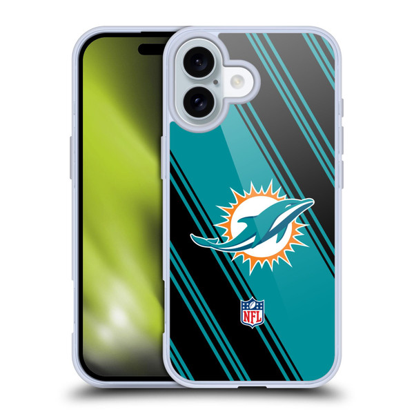 NFL Miami Dolphins Artwork Stripes Soft Gel Case for Apple iPhone 16