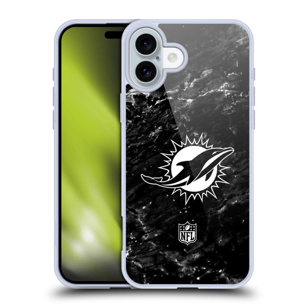 NFL Miami Dolphins Artwork Marble Soft Gel Case for Apple iPhone 16 Plus