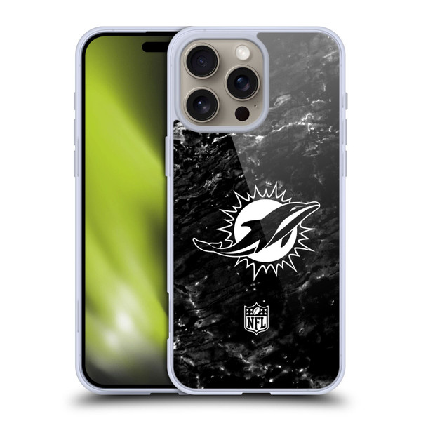 NFL Miami Dolphins Artwork Marble Soft Gel Case for Apple iPhone 16 Pro Max