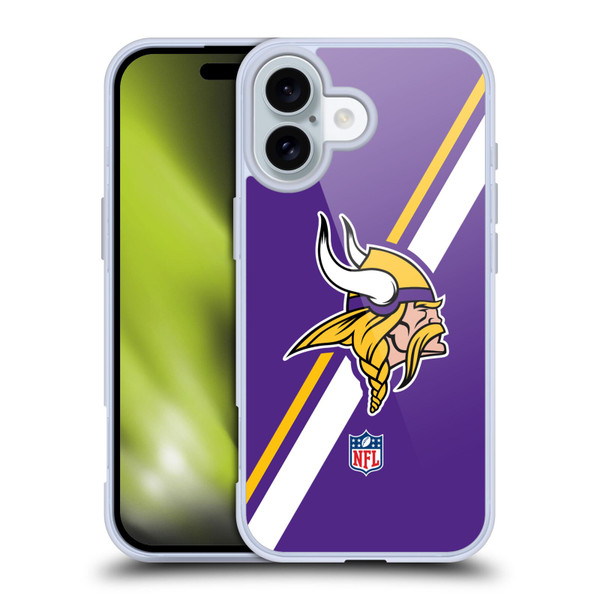 NFL Minnesota Vikings Logo Stripes Soft Gel Case for Apple iPhone 16