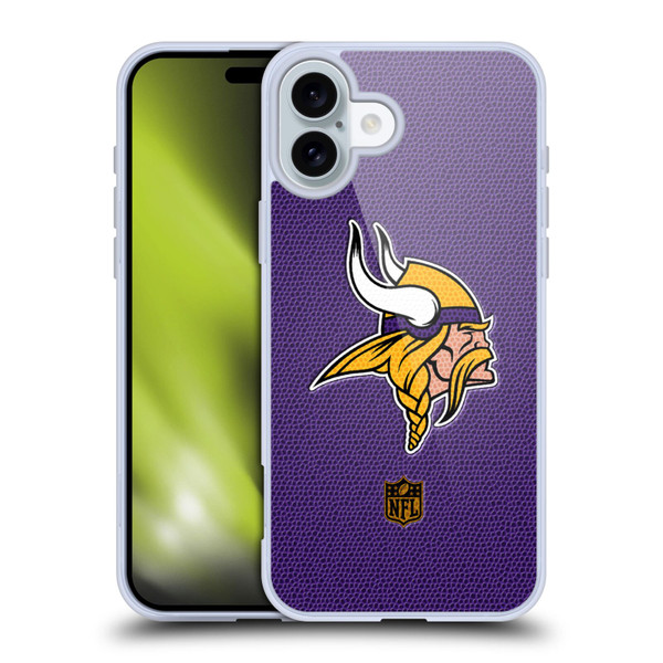NFL Minnesota Vikings Logo Football Soft Gel Case for Apple iPhone 16 Plus