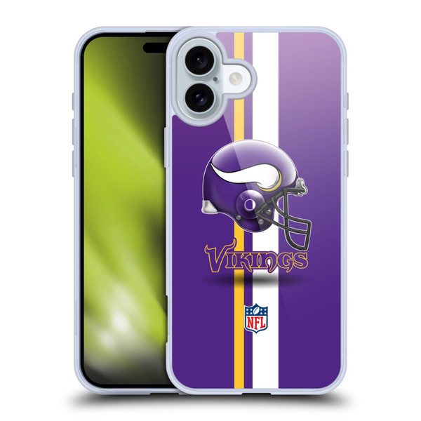 NFL Minnesota Vikings Logo Helmet Soft Gel Case for Apple iPhone 16 Plus